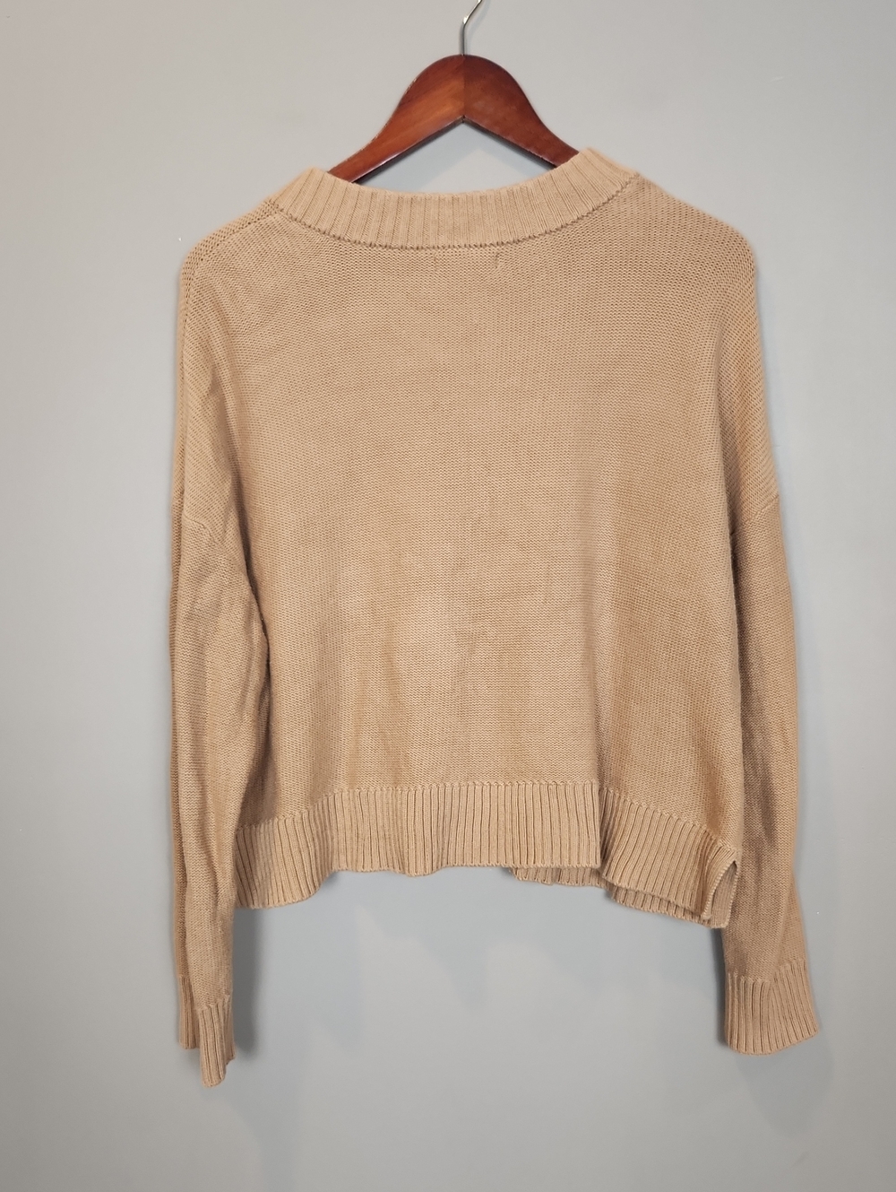 Quince 100% Organic Cotton Cropped Cardigan Camel Color Large - Picture 11 of 11